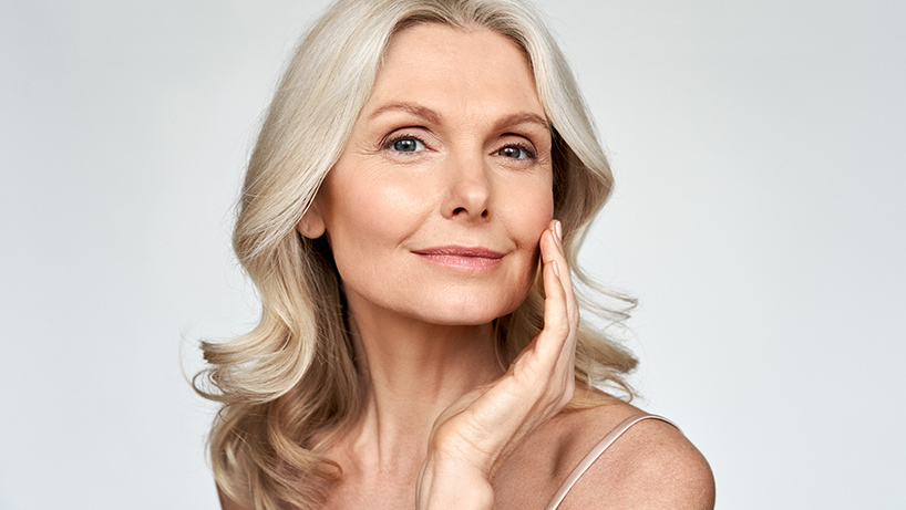 Woman in midlife finding relief from menopausal dry eye